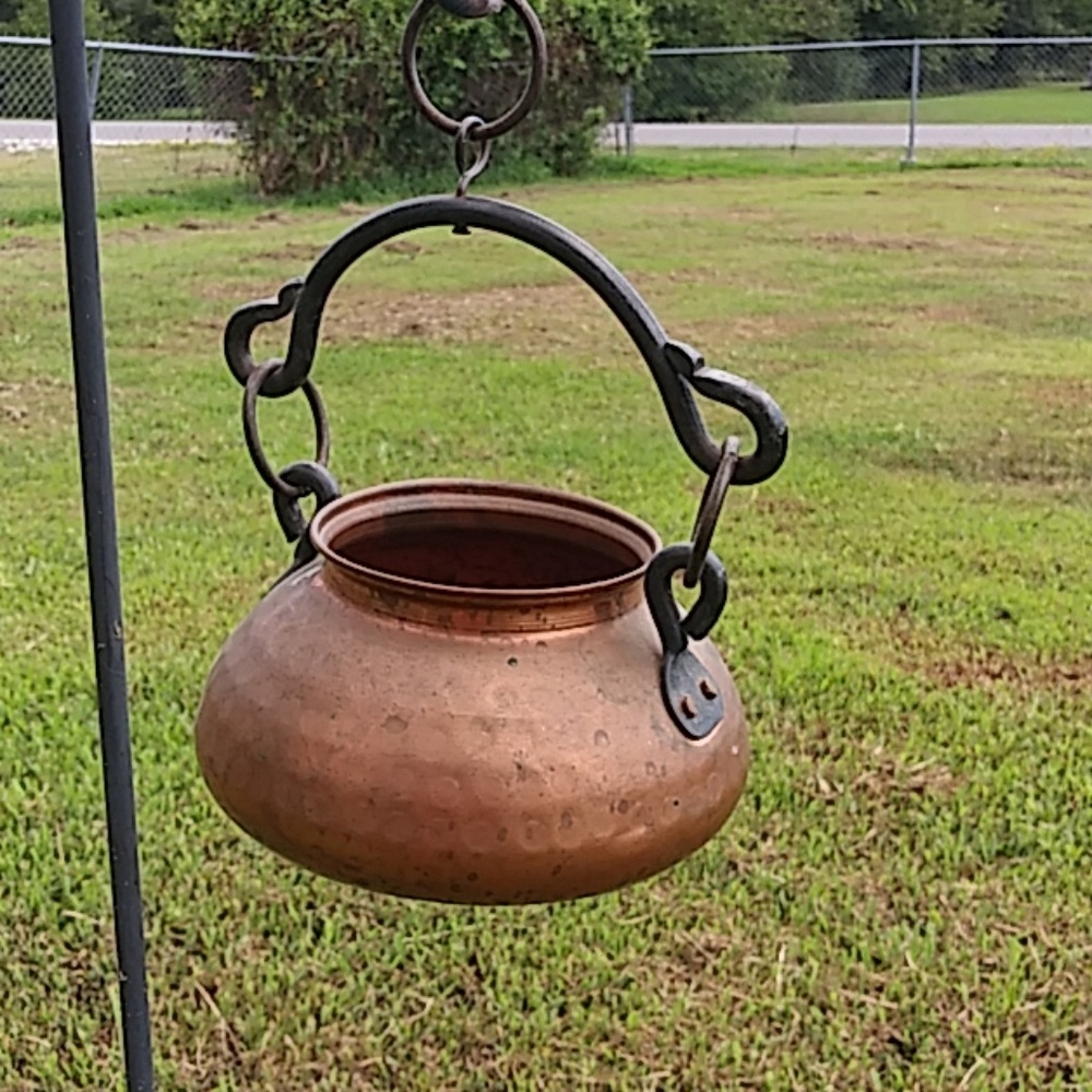 Decorative hanging copper pot